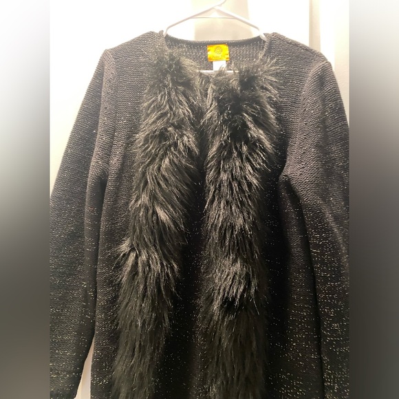 Ruby Rd. Ruffled Poncho Black Sweater Size S - Picture 3 of 7